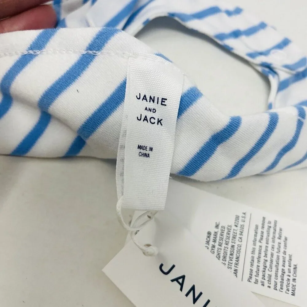 Janie‎ and Jack Baby Boys Newborn One Size Striped Bandana Bib in White/Blue $14